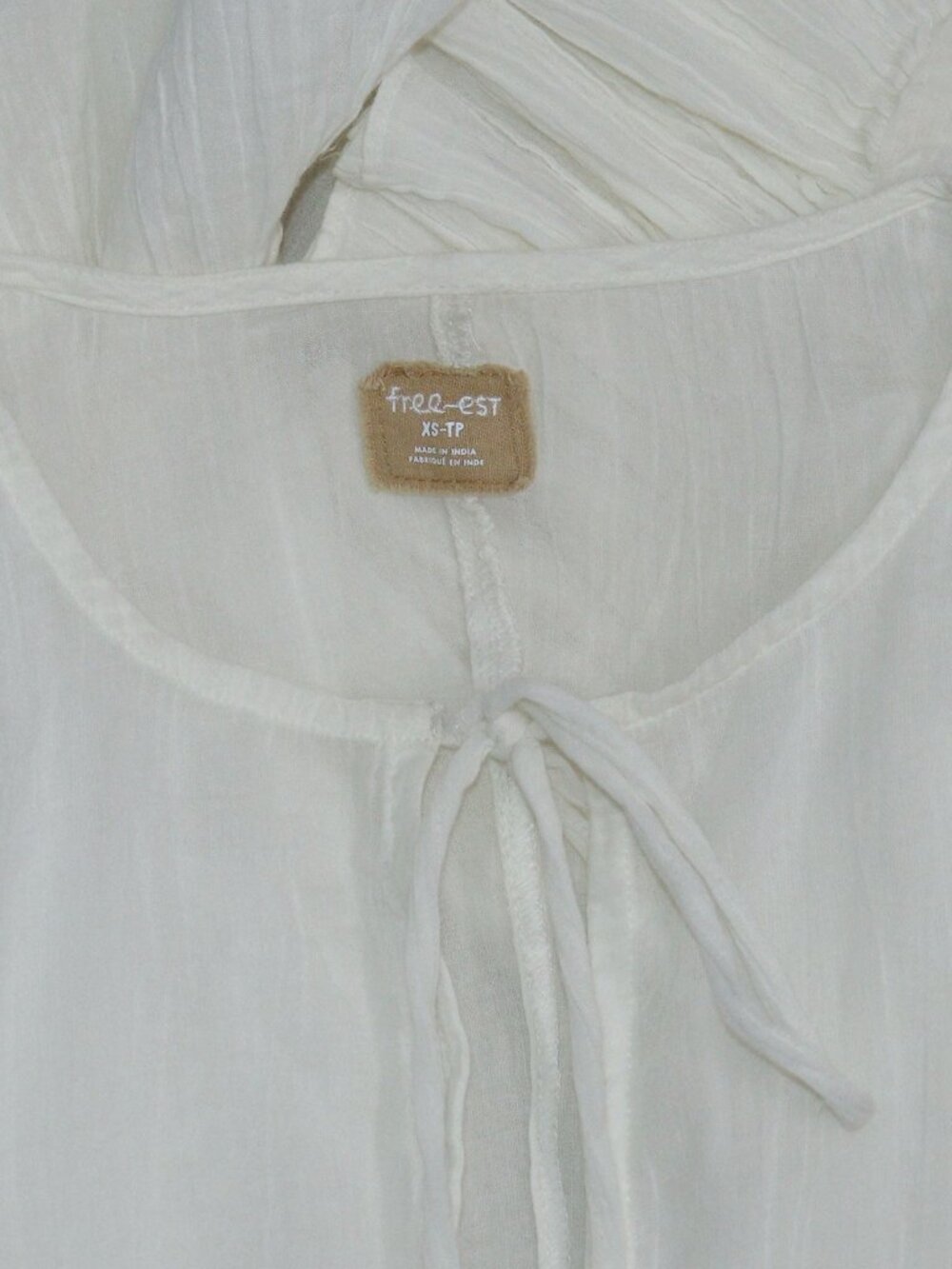 Free People Beachside Blaze Tunic Ruffle V Neck Tie Sheer Top XS - Picture 7 of 7